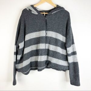 🌿 Free People Boxy Stripe Gray Cardigan Hoodie